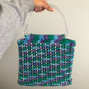 Soda Tab Crochet Purse with Clear Lucite Handle